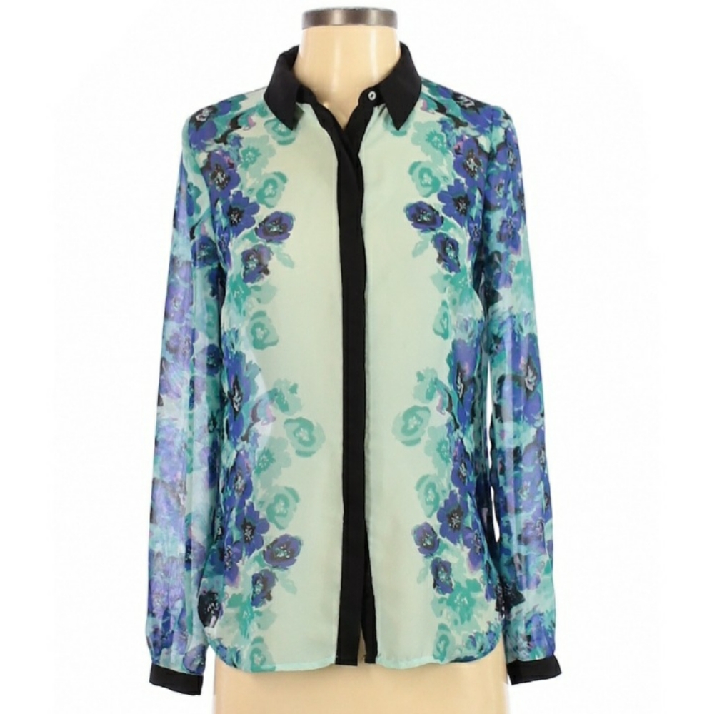 Lauren Conrad Floral Print Long Sleeve Blouse